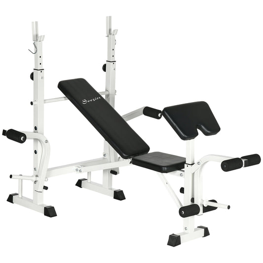 Bench Press Set Adjustable Weight Bench with Squat Rack, Preacher Curl Pad, Leg Developer, Butterfly, and Weight Storage - Gallery Canada