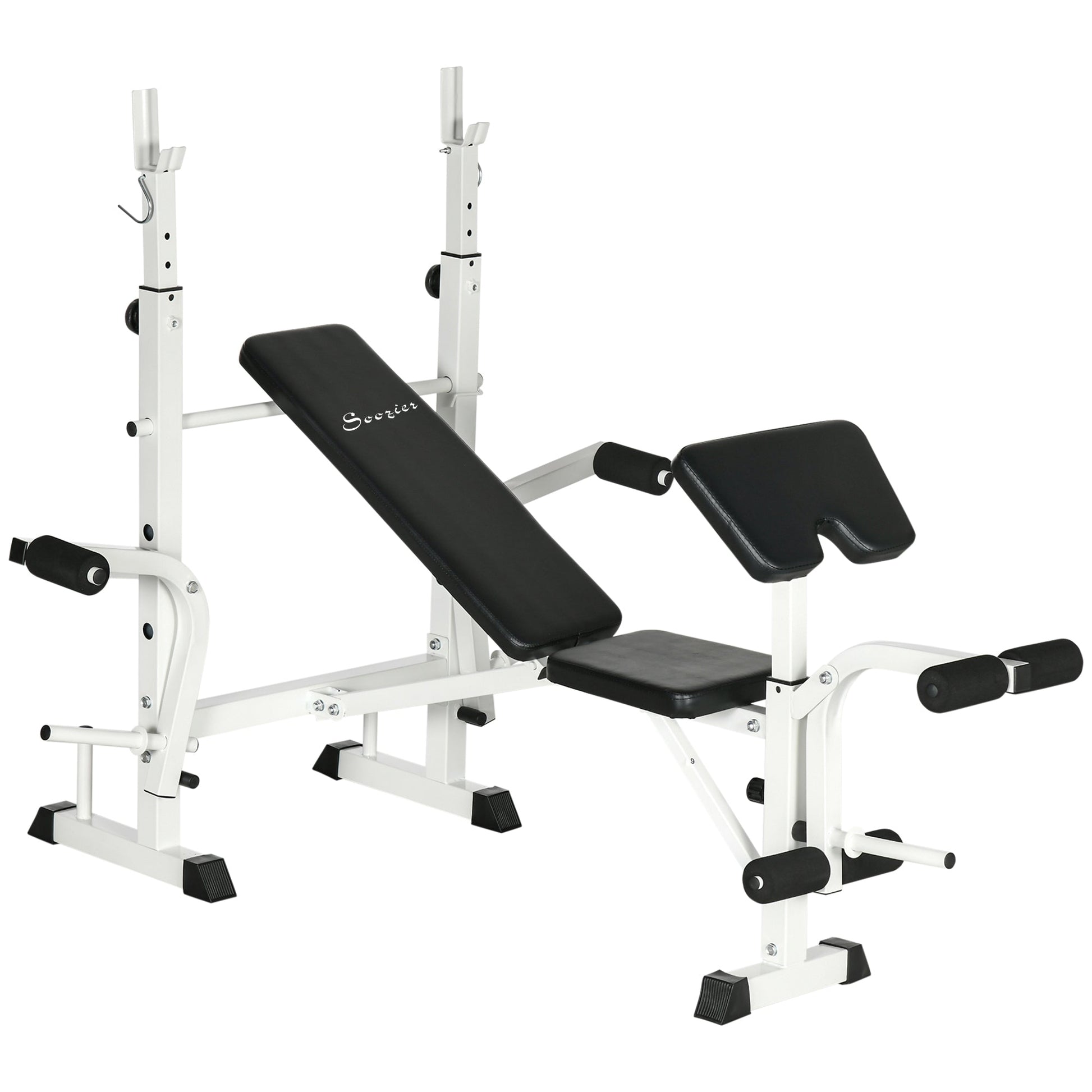 Bench Press Set Adjustable Weight Bench with Squat Rack, Preacher Curl Pad, Leg Developer, Butterfly, and Weight Storage at Gallery Canada