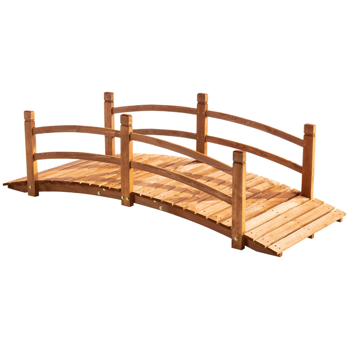 6FT Wooden Garden Bridge, Arc Footbridge with Guardrails, Orange Garden Bridges at Gallery Canada