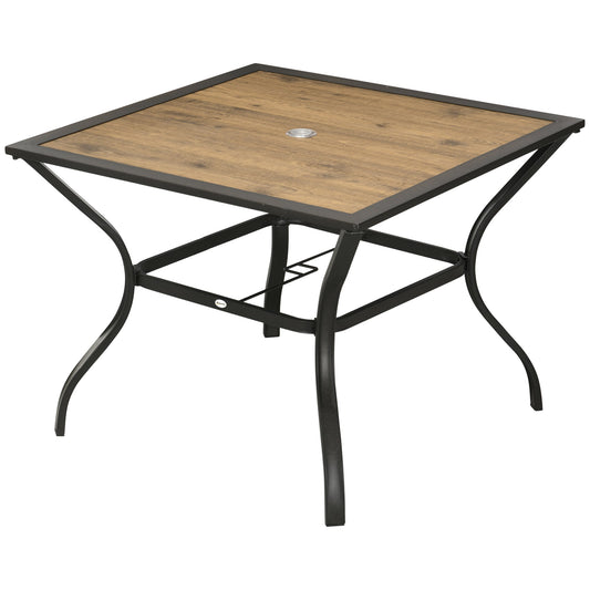 Garden Outdoor Dining Table for 4, Square Patio Table with PC Board Tabletop for Backyard, Poolside, Mixed Brown - Gallery Canada