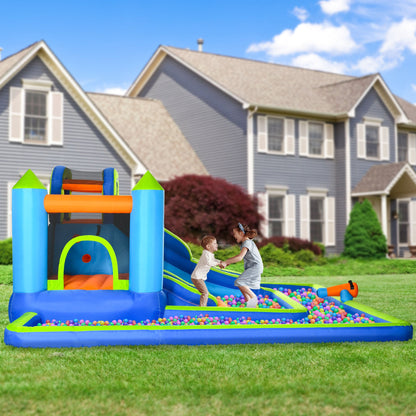5 in 1 Kids Bounce House with Double Slides Pool Trampoline Climbing Wall Water Cannon, Inflatable Bouncy Castle Outdoor with Blower Carrying Bag, for 3-8 Years Old at Gallery Canada