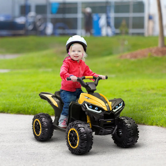 Kids 4 Wheeler Quad with Music, Headlights, High Low Speed, ATV for 3-5 Years, Yellow Electric Toy Cars Yellow, Black at Gallery Canada