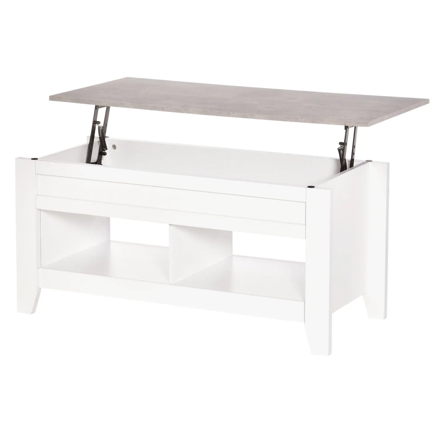 Lift Top Coffee Table, Hidden Storage, Open Shelves, White Coffee Tables at Gallery Canada