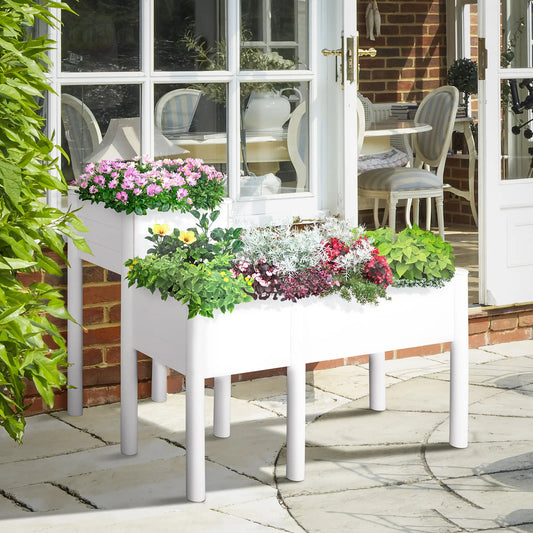 46'' x 34'' x 33'' Elevated Planter Box, DIY Wooden Raised Garden Bed with Liner Elevated Garden Beds White at Gallery Canada