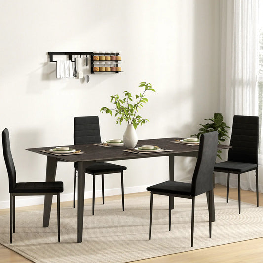 Modern Dining Chairs, Set of 4, High Back Upholstery, Metal Legs, Black Dining Chairs Black at Gallery Canada