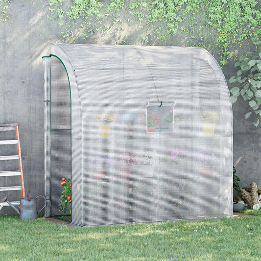 7' x 3' x 7' Walk-In Greenhouse, Roll-Up Mesh Windows, Zipper Door, White Walk In Greenhouses White at Gallery Canada