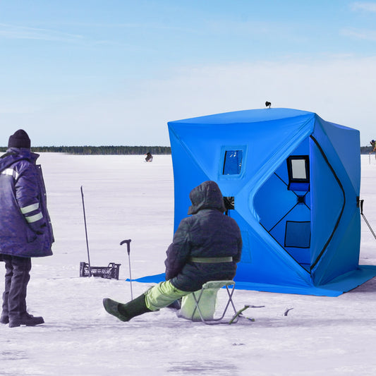 2 Person Pop Up Ice Fishing Tent, with Carry Bag, Blue Ice Fishing Tents Blue at Gallery Canada