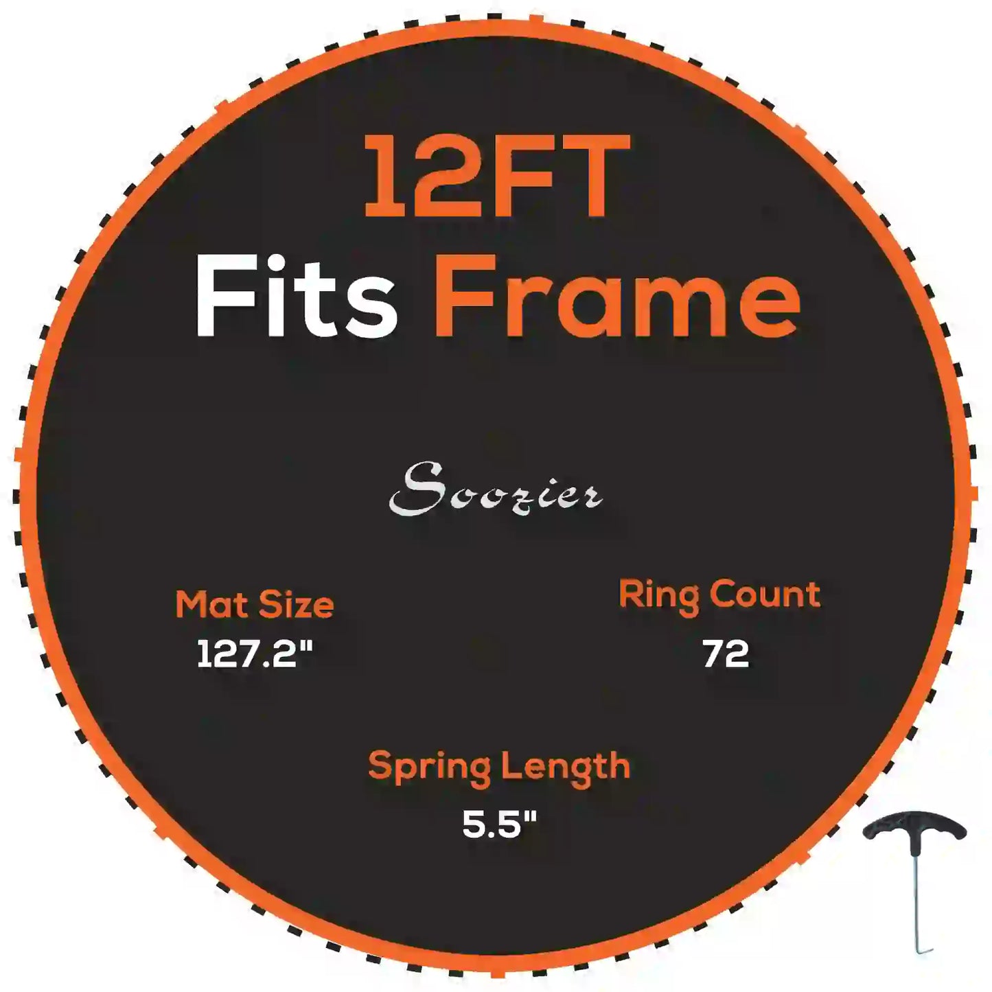 Trampoline Mat Replacement, 12ft, 5.5" Springs, 72 V-Hooks, Orange Trampolines at Gallery Canada