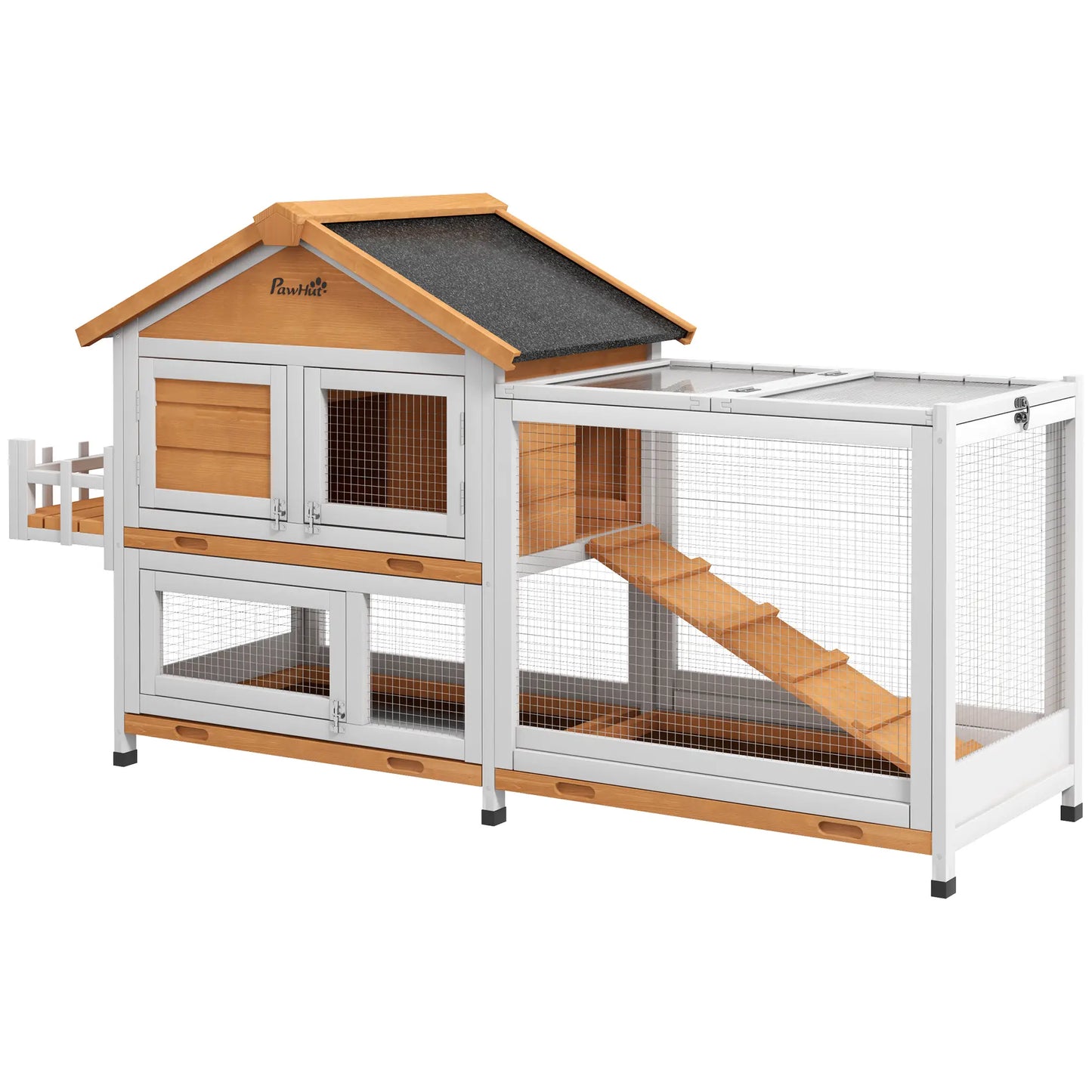 65" Wooden Rabbit Hutch, Pet Playpen, Openable Roof, Storage Box, Yellow Rabbit Hutch at Gallery Canada