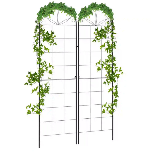 2 Pcs Metal Garden Trellis, Outdoor Plant Support for Climbing Plants Plant Stands Black at Gallery Canada