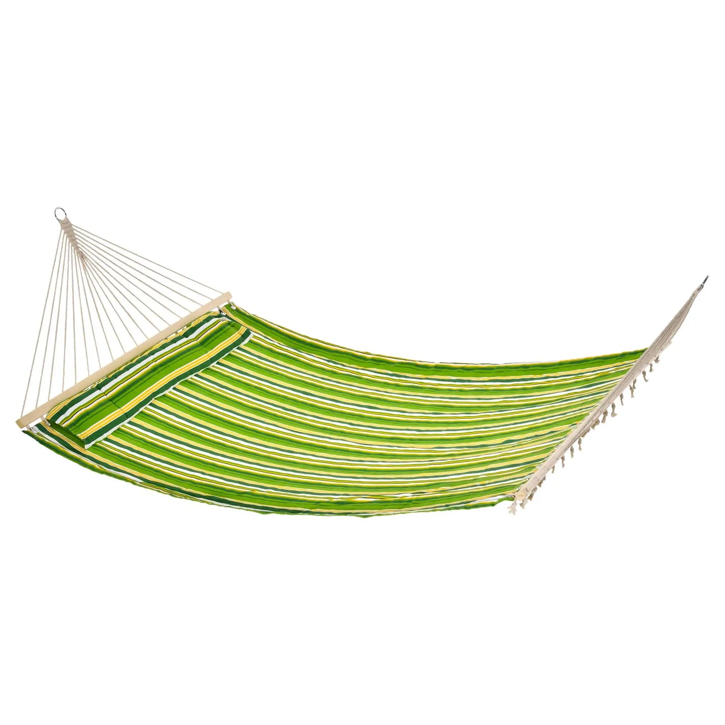 75" Outdoor Hammock, Striped Camping Bed w/ Pillow, Green Camping Hammocks at Gallery Canada