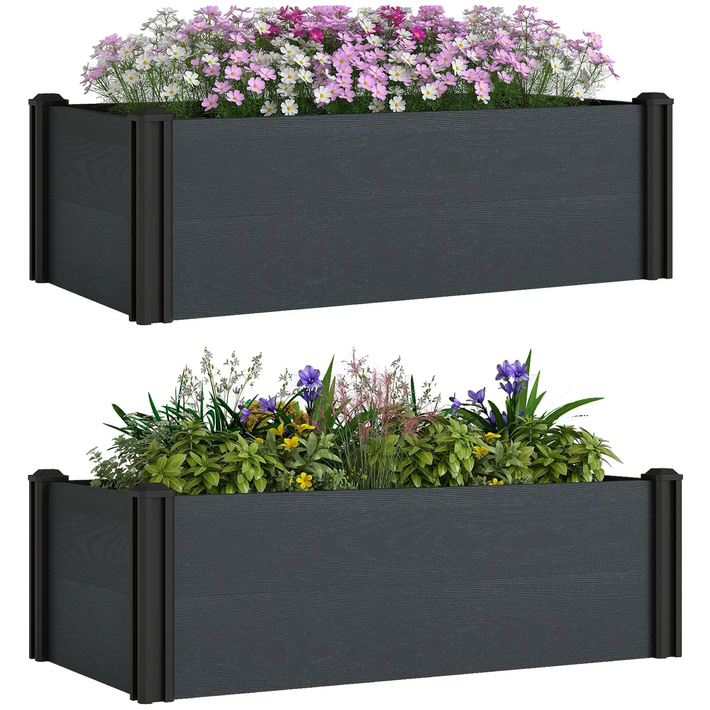 Vinyl Raised Garden Bed Kit, 2 Elevated Boxes, Open Bottom, Screwless Planter Wooden Planter Boxes at Gallery Canada