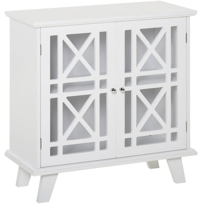 Storage Cabinet with Fretwork Doors and Shelf, Modern Freestanding Sideboard, Buffet, White at Gallery Canada