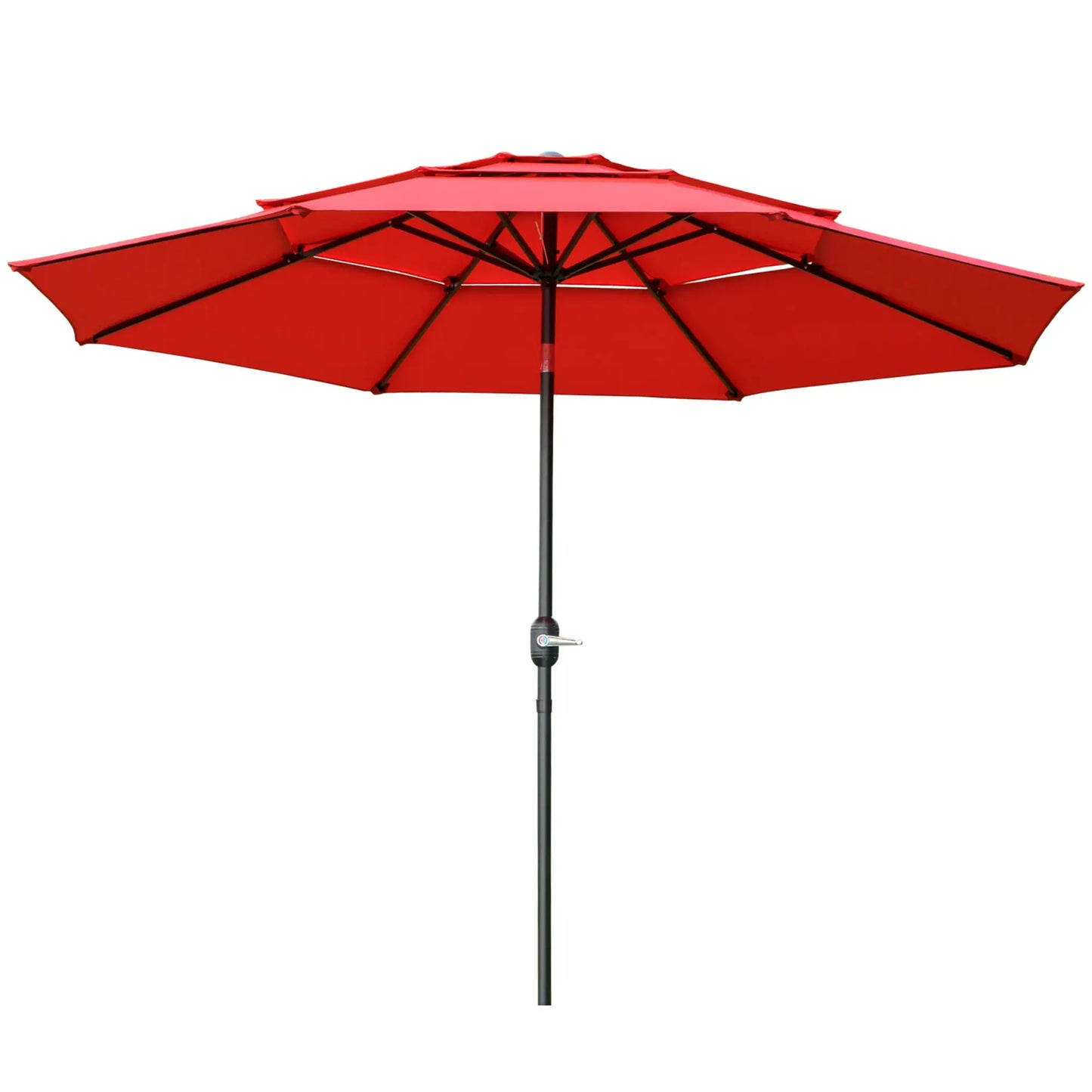 9FT 3 Tiers Patio Umbrella, Crank Push Button Tilt, Red Sun Umbrellas at Gallery Canada