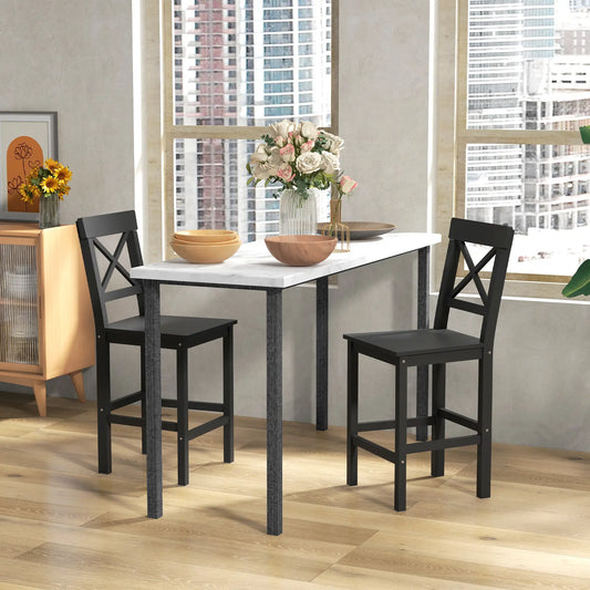 Farmhouse Counter Height Stools Set of 2, Solid Wood, Kitchen Island Bar Stools Black at Gallery Canada