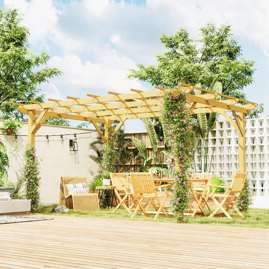 10' x 13' Wood Pergola, Outdoor Gazebo for Garden, Patio Pergolas Natural at Gallery Canada