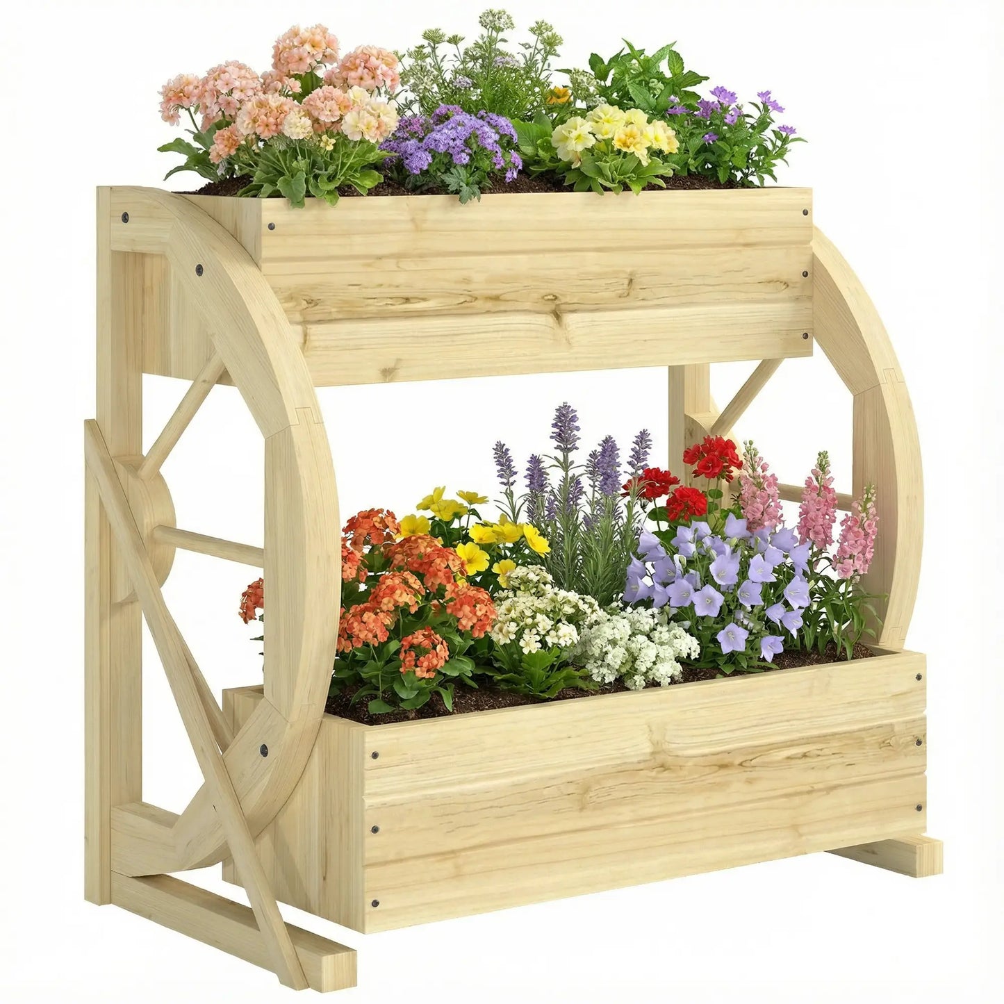 Wooden Wagon Planter Box, 2-Tier Raised Garden Bed, Wooden Wooden Planter Boxes at Gallery Canada