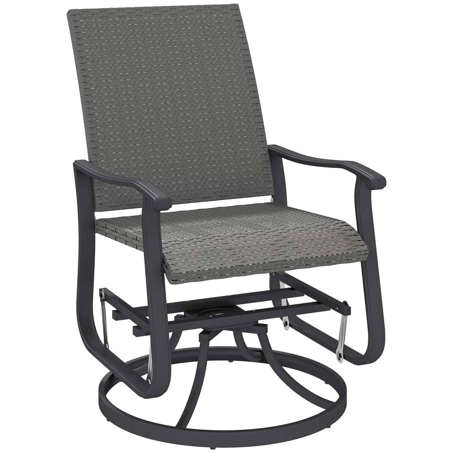 Rattan Patio Glider, Wicker Outdoor Chair, Steel Frame, Grey Outdoor Gliders at Gallery Canada