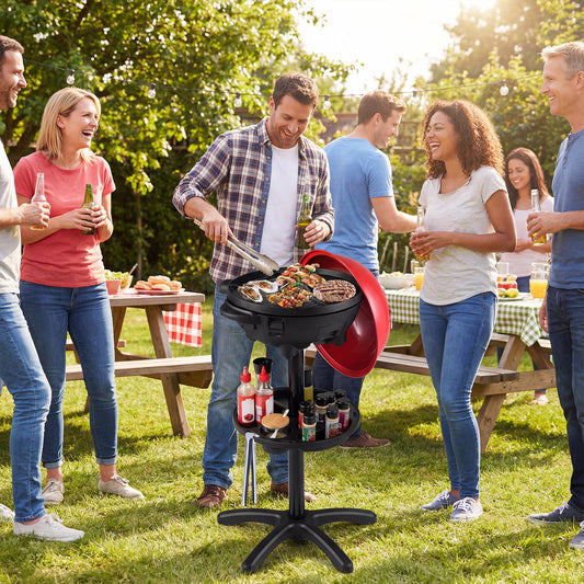 Electric BBQ Grill 1200W Indoor Outdoor Grill with 2-Zone Non-Stick Grilling Plate-RE, Red Outdoor Grills Red at Gallery Canada