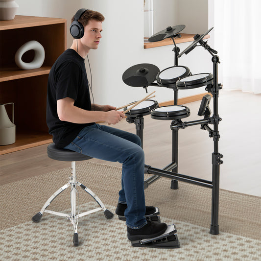 Electric Drum Set, Foldable Kit, 10 Demos, USB MIDI, 2 Drumsticks, Black Drums & Percussion Black at Gallery Canada