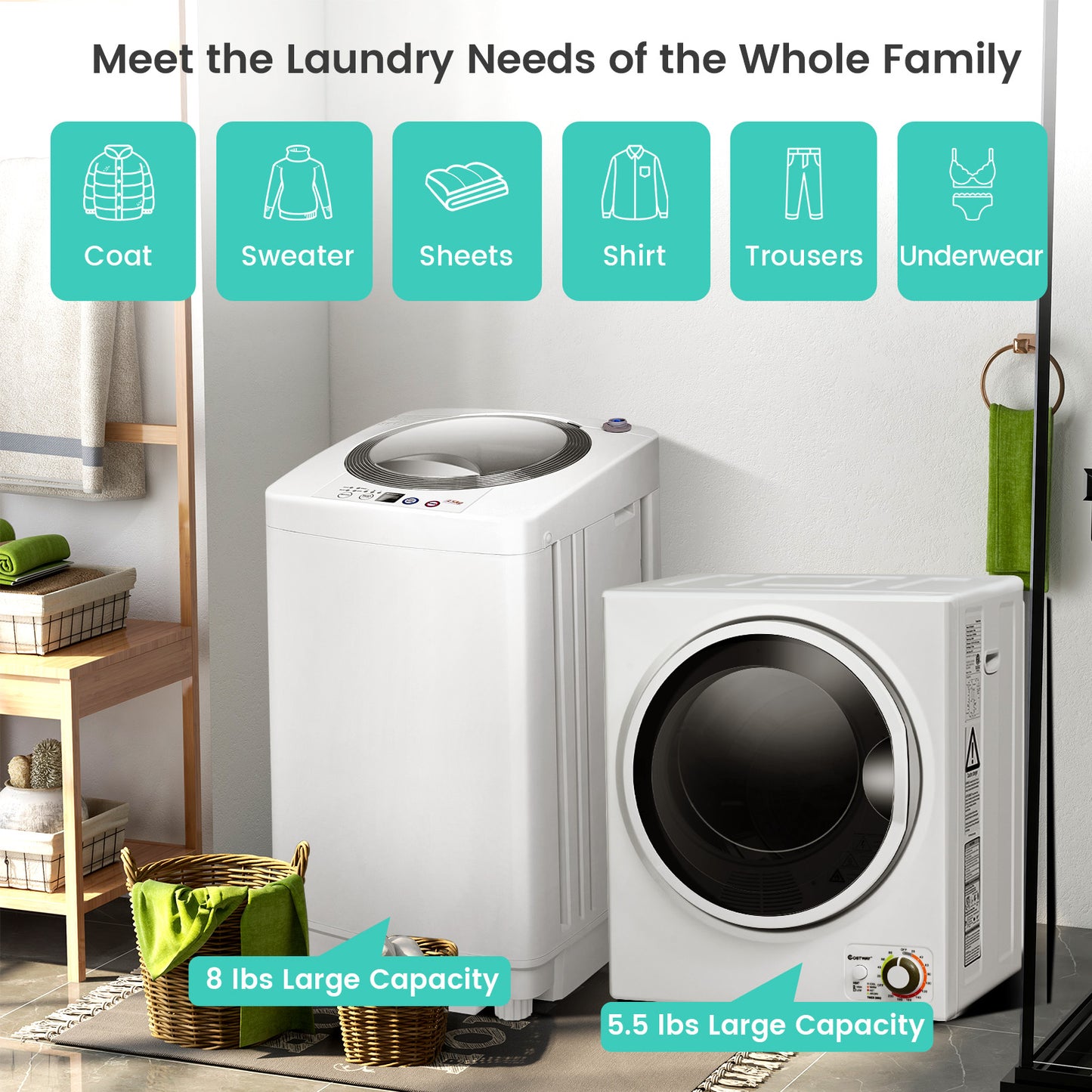 Electric Laundry Dryer, Full-Automatic Washing Machine Combo, White Washers & Dryers at Gallery Canada