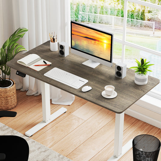 Electric Standing Desk with LED Display and 2 Memory Height Settings-OA, Gray Standing Desks Gray at Gallery Canada