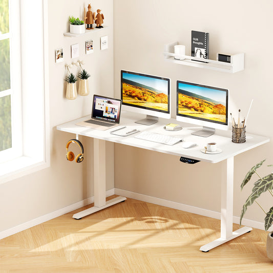 Electric Standing Desk Height Adjustable with 3 Memory Heights White-L, White Standing Desks White at Gallery Canada