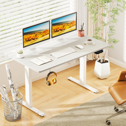 Electric Standing Desk Height Adjustable with 3 Memory Heights White-M, White Standing Desks White at Gallery Canada