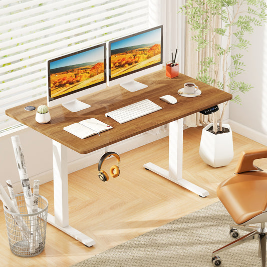 Electric Standing Desk, Adjustable Height, 3 Memory, Walnut Standing Desks Walnut at Gallery Canada