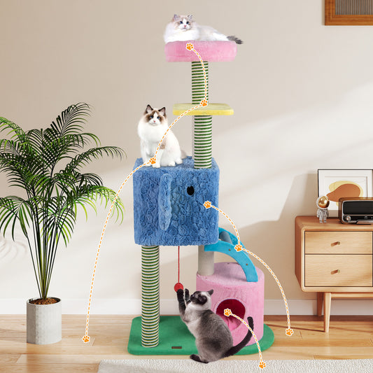 Elephant Cat Tree, Multi-Level Kitty Tower, Blue Cat Trees Condos & Scratchers Blue at Gallery Canada