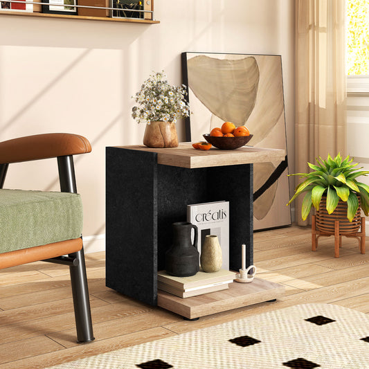 End Table 2-Tier Sofa Side Table with Open Storage Shelf, Oak End & Side Tables Oak at Gallery Canada