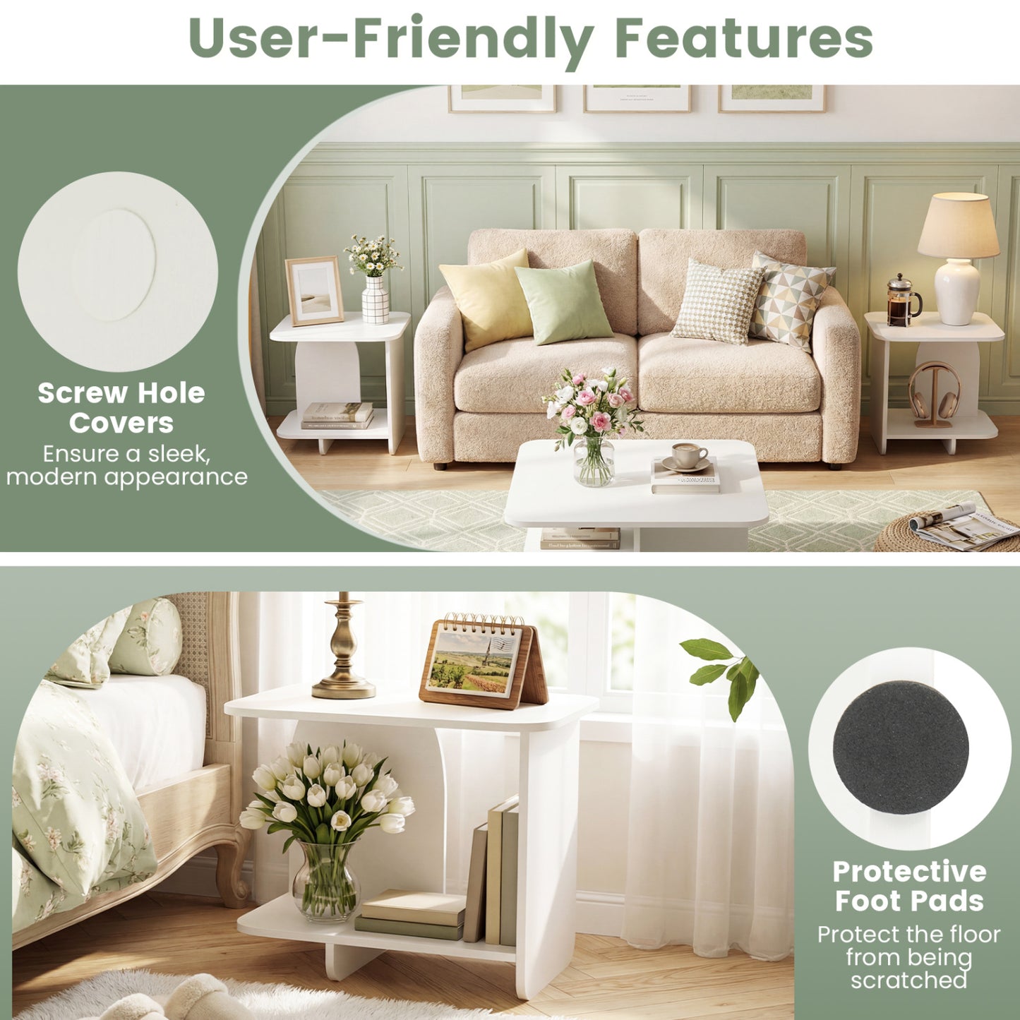 2-Tier End Table With Storage Shelf, White End & Side Tables at Gallery Canada