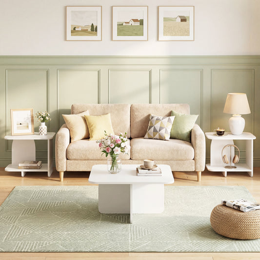 2-Tier End Table Set With Storage Shelf, White End & Side Tables White at Gallery Canada