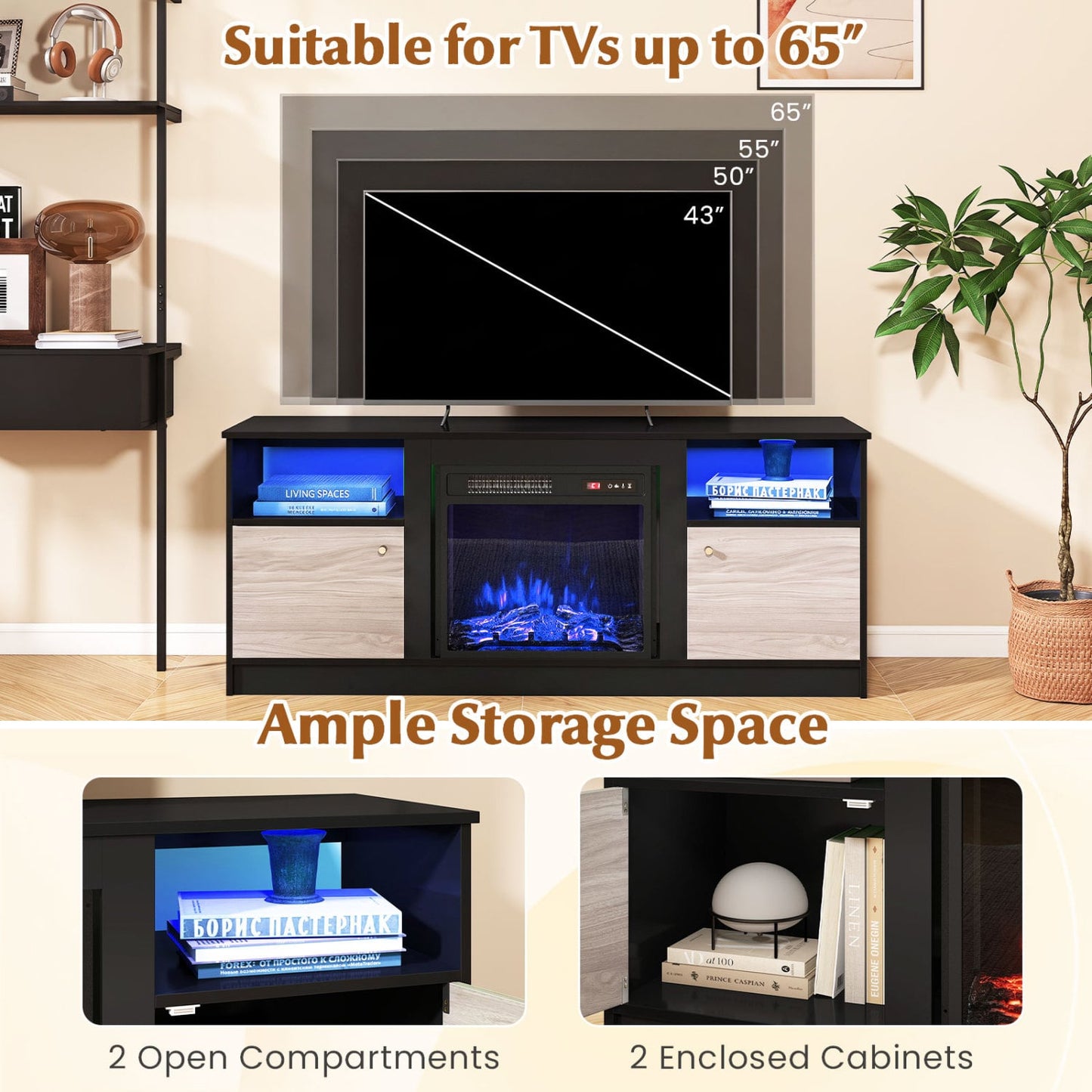 Entertainment Center for 65" TVs, Multicolor Entertainment Centers & TV Stands at Gallery Canada
