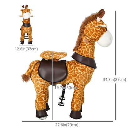 Ride On Horse Walking Horse Mechanical Rocking Horse Riding Pony Toy with Wheels Gift for 3-6 Years Girls Boys, Giraffe at Gallery Canada
