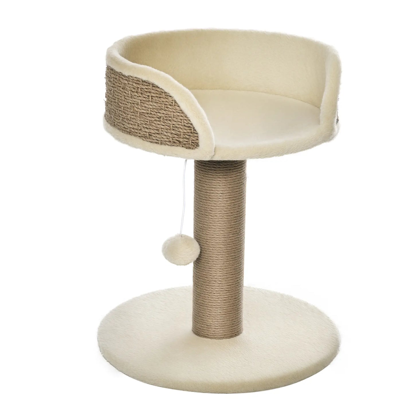 Cat Tree with Scratching Post, Toy Ball, Perch, 16" x 16" x 19", Beige Cat Posts at Gallery Canada