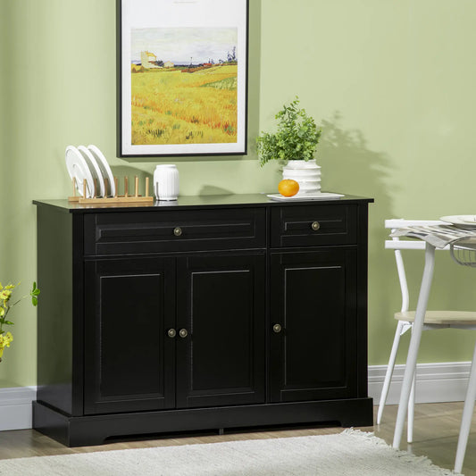 Modern Sideboard Cabinet, 2 Drawers, Adjustable Shelves, Black Bar Cabinets Black at Gallery Canada