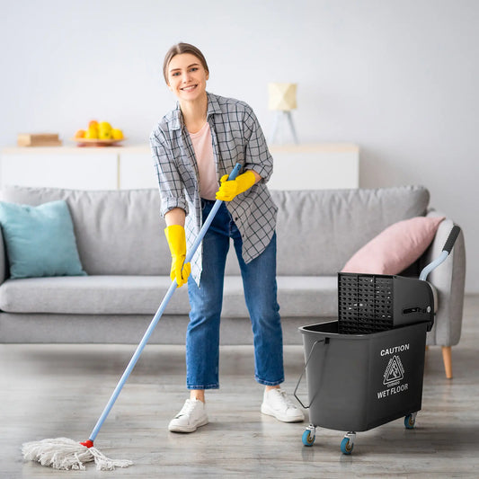 Compact Mop Bucket with Wringer, 5 Gallon, Black Household Supplies Black at Gallery Canada