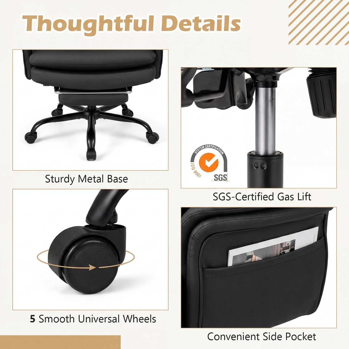 Ergonomic Cross Legged Office Chair, Big And Tall, Black Big and Tall Chairs at Gallery Canada