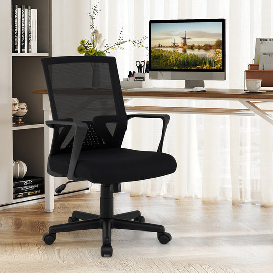 Ergonomic Desk Chair With Lumbar Support, Rocking Function, Black Mesh Chairs Black at Gallery Canada