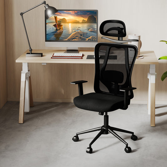 Ergonomic Office Chair, 3D Headrest, Reclining Backrest, Black Ergonomic Chairs Black at Gallery Canada