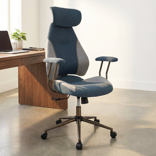 Ergonomic Office Chair Computer Desk Chair with 2D Headrest and Rocking Backrest, Gray Ergonomic Chairs Gray at Gallery Canada
