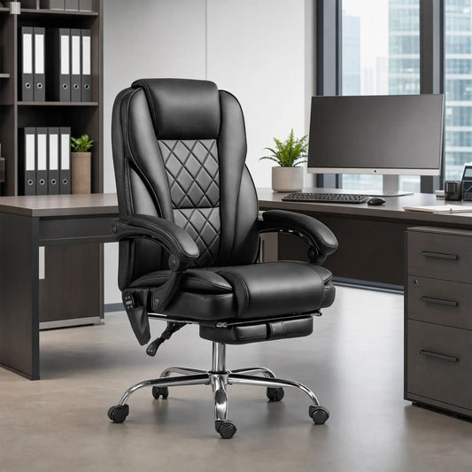 Massage Office Chair, Reclining Computer Chair, Adjustable Height, Footrest, Black Massage Chairs Black at Gallery Canada