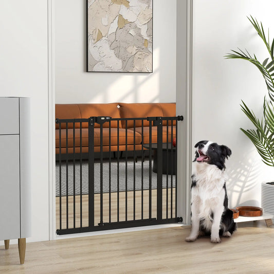 30 Inch Tall Pet Gate with Door, Includes Extensions Kit, Black Houses, Kennels & Pens Black at Gallery Canada