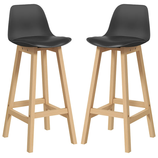Bar Height Stools Set of 2, PU Leather Upholstered Stools for Kitchen Island, Modern Bar Chairs with Backs, Black at Gallery Canada