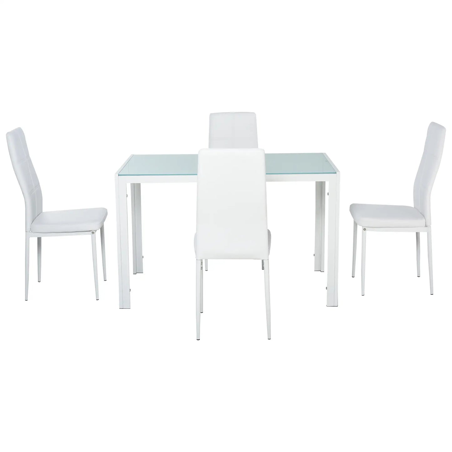 5-Piece Rectangular Glass Kitchen Table, Metal Frame, White Bar Sets at Gallery Canada