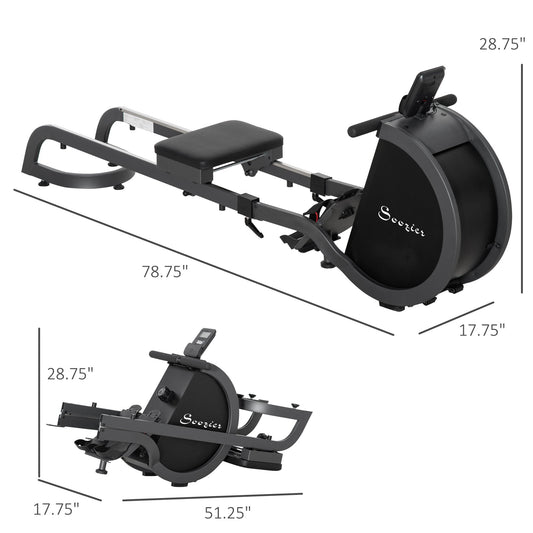 Rowing Machine with 16 Adjustable Resistance Levels Magnetic Foldable Rower with 2 Aluminum Slide Rails, Digital Monitor, for Home Use, Gym, Office - Gallery Canada