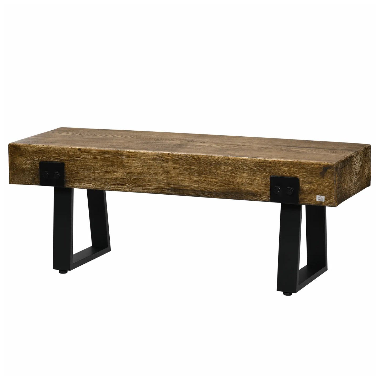 Outdoor Garden Bench, Metal Legs, Rustic Wood Effect Concrete, Natural and Black, Black Outdoor Benches at Gallery Canada
