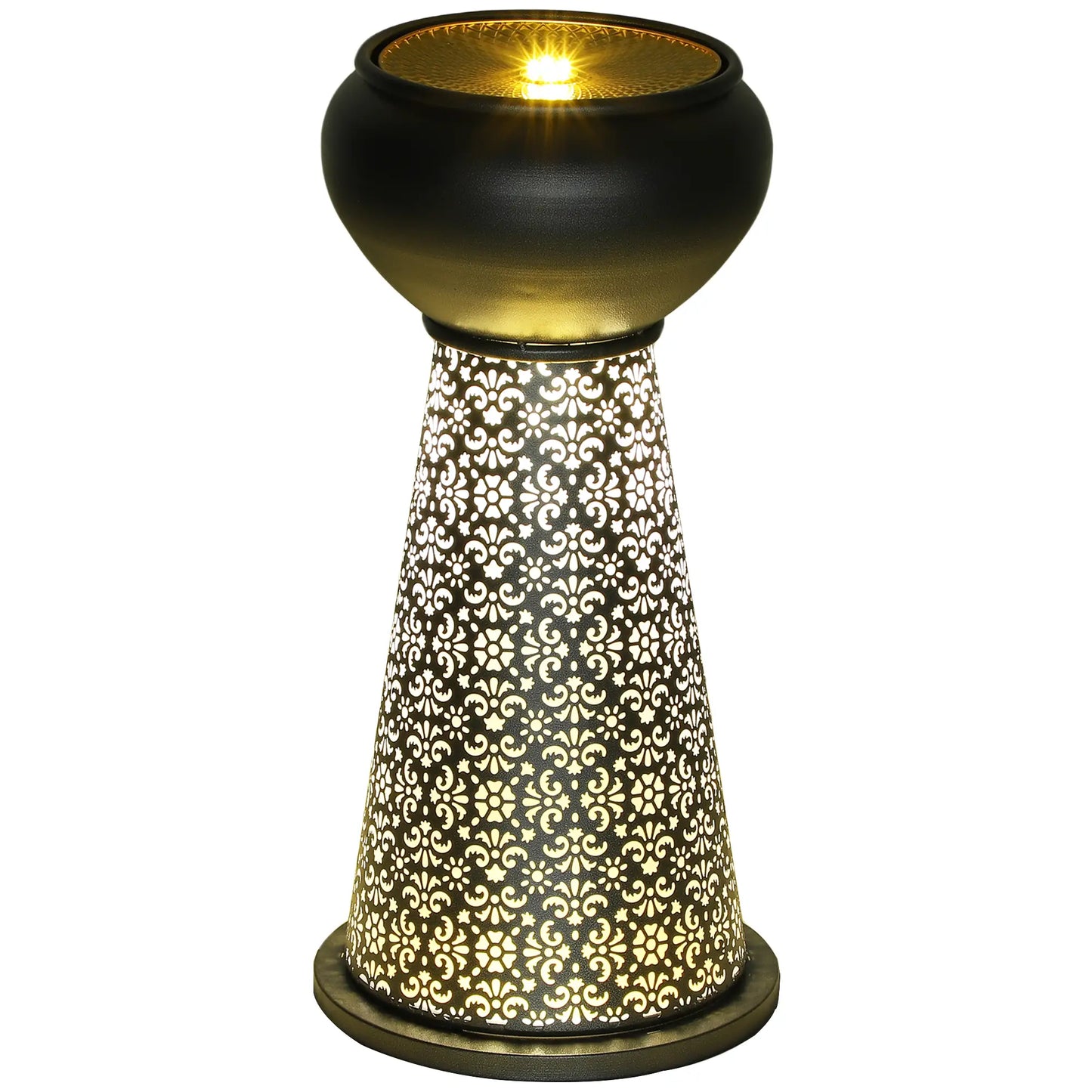 28" Tall Outdoor Water Fountain with LED Lights, Adjustable Flow, Dark Grey, Yellow Water Fountains at Gallery Canada