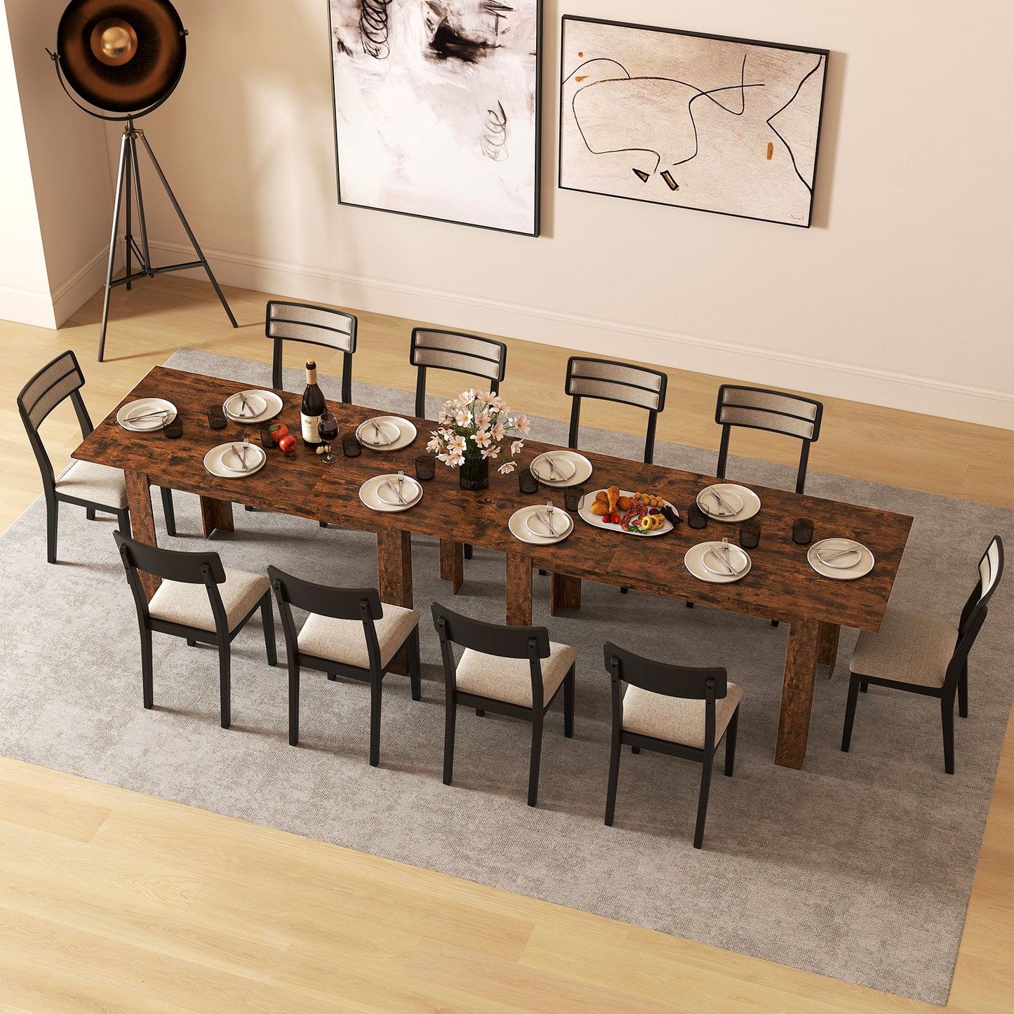 Extendable Dining Table, 47"-62", For 4-8 People, Rustic Brown Dining Tables at Gallery Canada